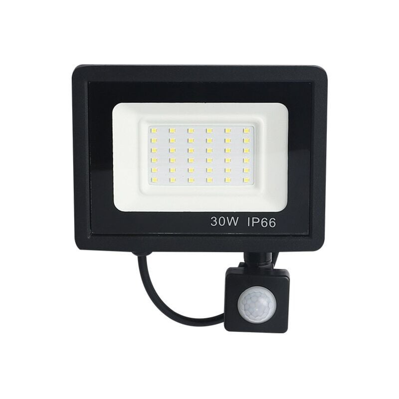 Crea - Projecteur extérieur 30 w avec détecteur de mouvement, lumière blanche froide 6 500 k, 36 spots led ultra lumineux, 2 700 lm, étanche IP66.