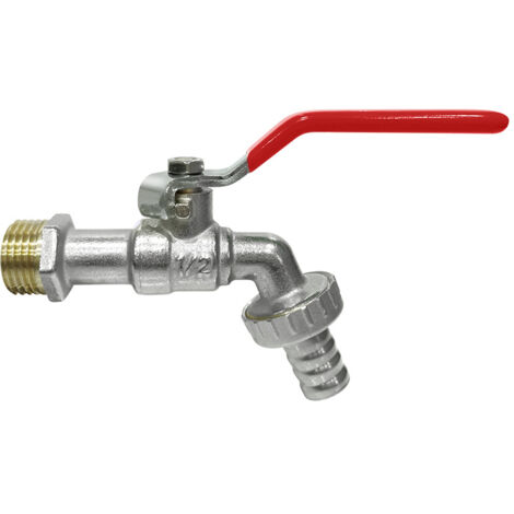 CREA Robinet de puisage à sphère - Poignée plate - Mâle 1/2" - Raccord au nez 3/4