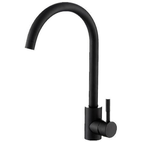 Crea – Robinet mitigeur de cuisine haut flexible noir – Acier inoxydable 304 – Monotrou – Bec en forme de 7 – Mousseur anti-éclaboussures