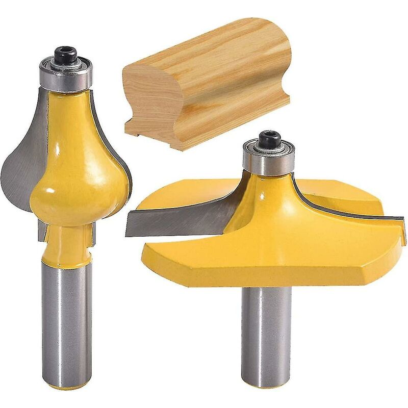 Crea - Set Of 2 Handrail Router Bits - Standard/flute Molding Cutter - 1/2'' Shank For Stair Handrails And Ramps