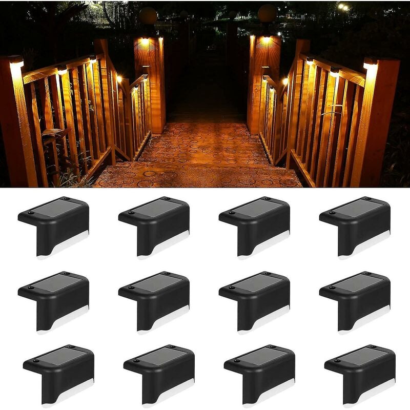 Crea - Solar Deck Lights Outdoor, 4/8/12 Pack Solar Step Lights Waterproof Led Solar Lights For Outdoor Stairs, Step, Fence, Railing, Yard And