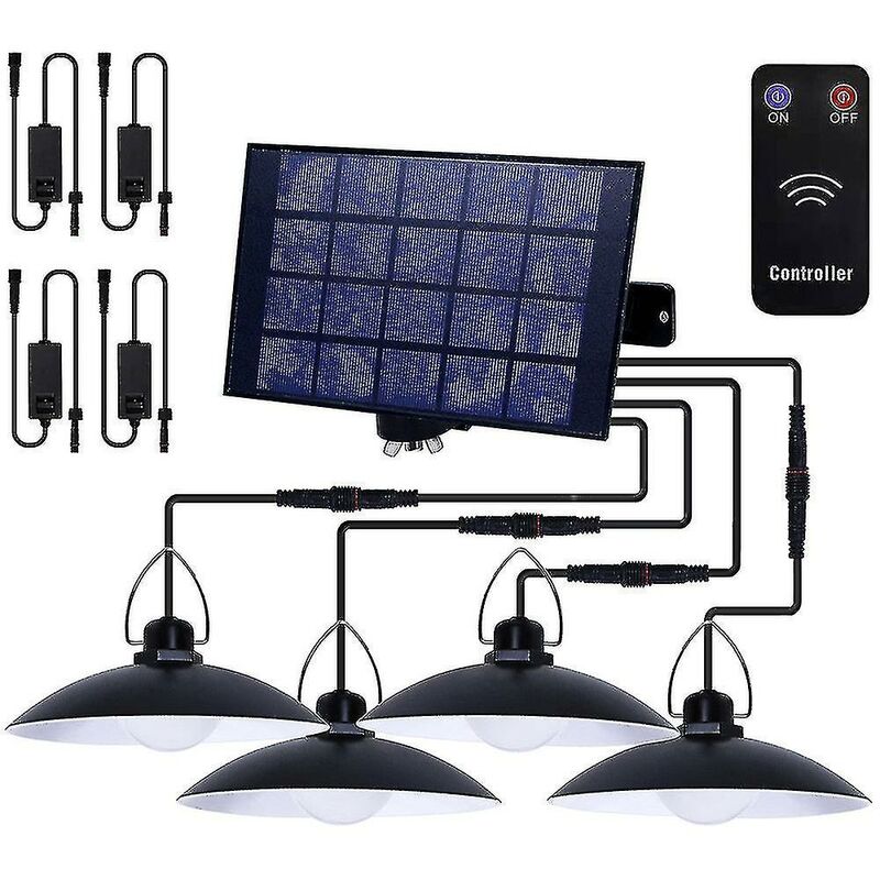 Solar Pendant Light Outdoor Waterproof Led Lamp With Remote Control-size,color1 Solar Panel With 2 Lampwarm White - Crea