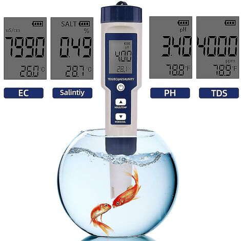CREA Starlight-5-in-1 Electronic Ph Meter, Measure Ph And Tds And Ec Salinity And Temperature Water Quality Tester, Lcd Display And Reading Accuracy, For D