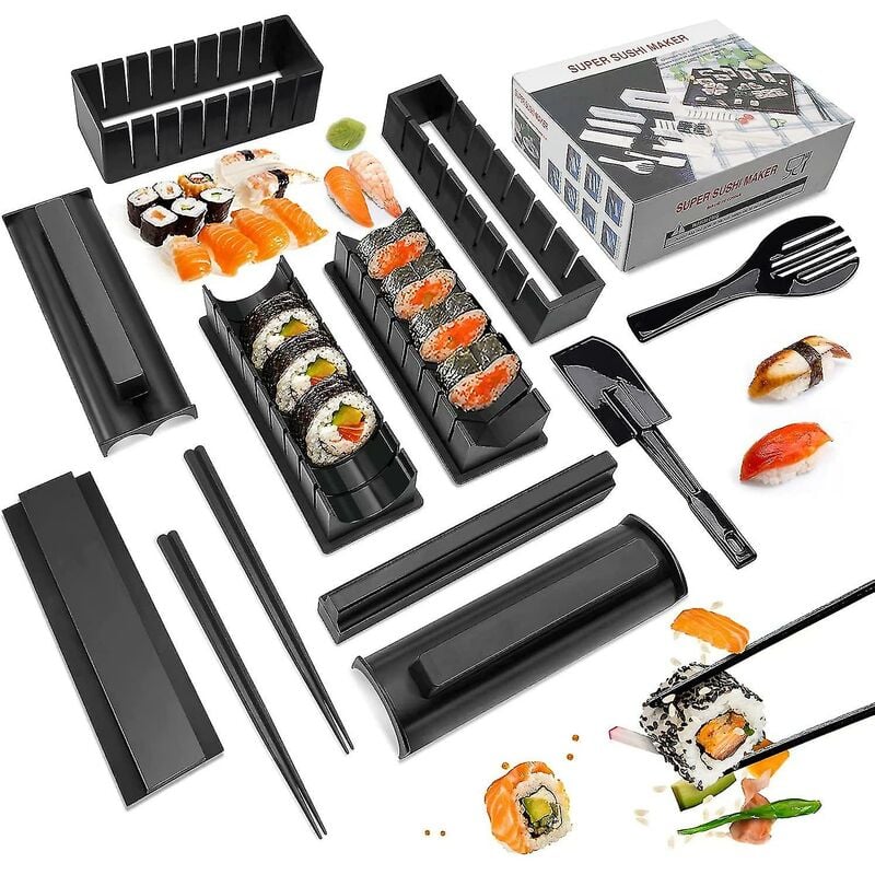 Crea - Sushi Making Kit Sushi Maker 12 Pcs Plastic Premium Set Sushi Tool Set Sushi Rice Roll