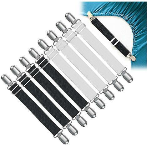CREA Tendeur de drap de lit réglable 8 pièces, tendeur de drap avec clips métalliques Elasti