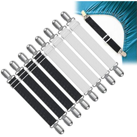 CREA Tendeur de drap de lit réglable 8 pièces, tendeur de drap avec clips métalliques Elasti