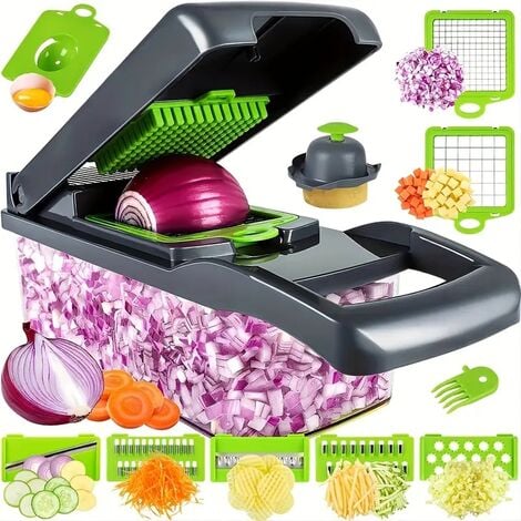 CREA Trancheuse à légumes multifonctionnelle, trancheuse à légumes manuelle, mandoline de cuisine professionnelle, trancheuse à légumes avec 8 lames réglables pour trancher, couper et râper les légume