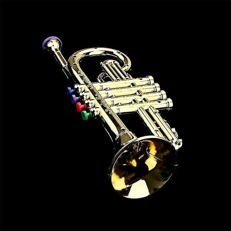 Trumpet Kids Musical Educational Toy Abs Gold Trumpet With 4 Colored Keys - Crea
