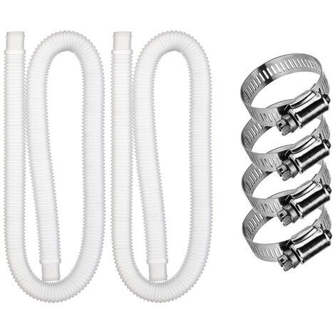 Crea – Tuyau d'aspiration de piscine 32 mm – Longueur 1,5 m – 2 tuyaux souples avec 4 pinces métalliques – Compatible avec pompes 330/530/1000 GPH