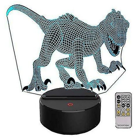CREA Veilleuse 3D dinosaure pour enfants, cadeau de Noël, anniversaire, jouet Indoraptor, lampe illusion 3D, lumière animale, cadeaux pour garçons, chambre à coucher, fourniture de fête