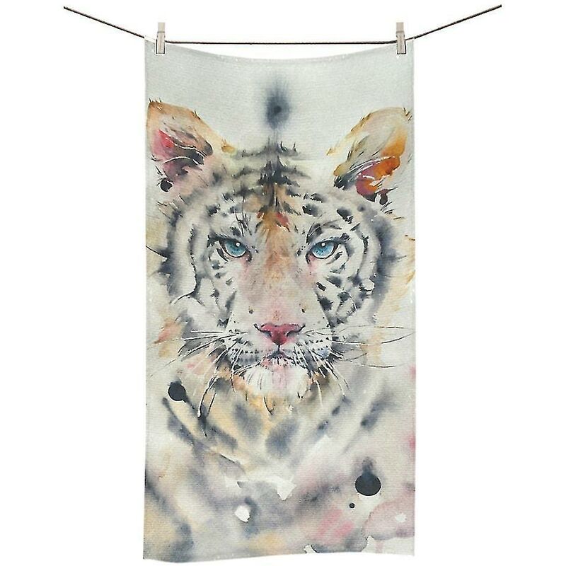 CREA Watercolour Painting Of White Tiger Bath Towel Hand Towel Shower Towel Washcloth 75x140 Cm