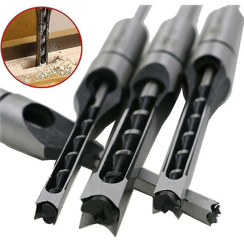 Woodworking Square Hole Drilling Square Tenon Drill Bit Tenon Opening Tool4pc - Crea