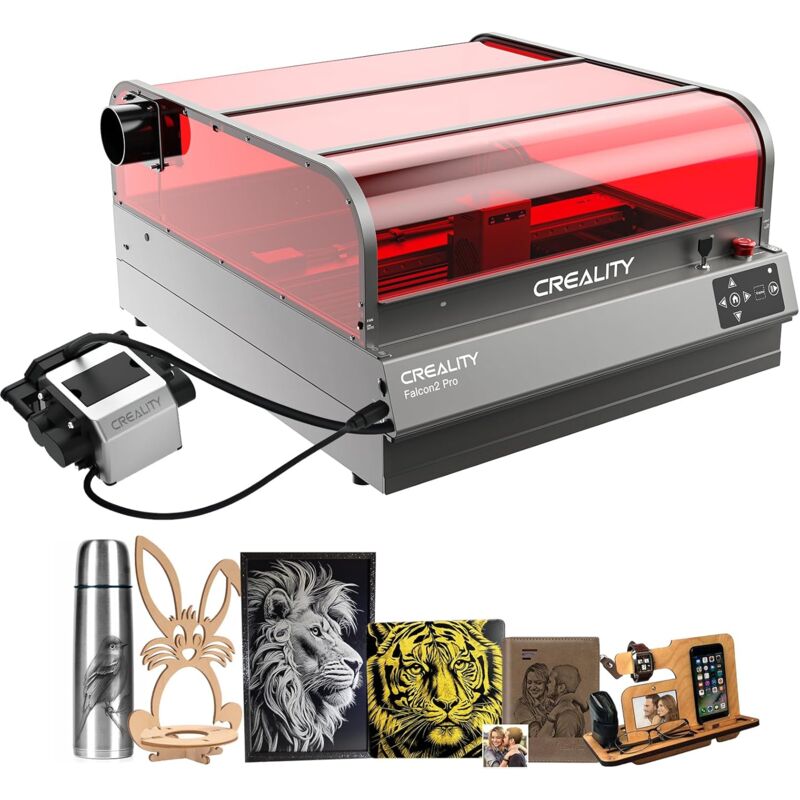 Creality - Falcon2 Pro 22 w Graveur laser, certification de sécurité fda classe 1, assistance aérienne intégrée, couvercle visible incurvé, caméra