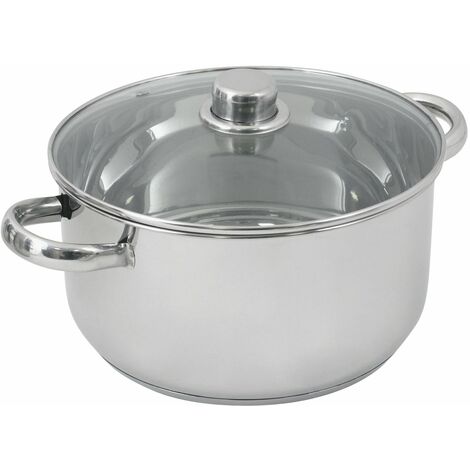 Crealys 502.388 pentola Diametro 10 Litri / 28 Centimetri, con Coperchio in Vetro, Acciaio Inossidabile