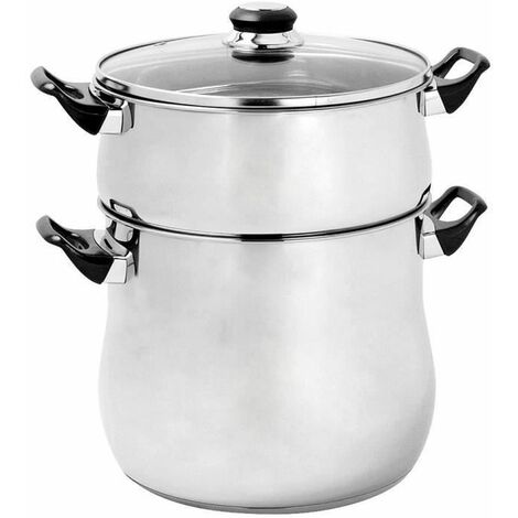 Crealys 504940, Couscoussier Acier Inoxydable 12 litres, Diamètre 24 cm - Poignées thermorésistantes, couvercle