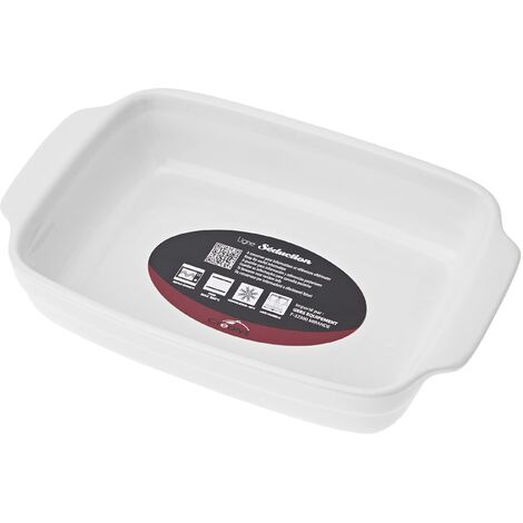CREALYS 512726 - Teglia Rettangolare con Manici in Ceramica, 25 x 15 x 5 cm, Colore Bianco