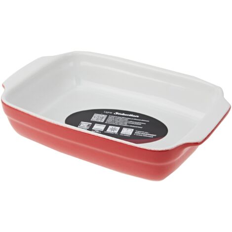 CREALYS 512727 - Teglia Rettangolare con Manici in Ceramica, 25 x 15 x 5 cm, Colore: Lampone