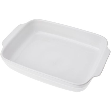 CREALYS 512732 - Teglia Rettangolare con Manici in Ceramica, 36,5 x 23,5 x 6,5 cm, Colore Bianco