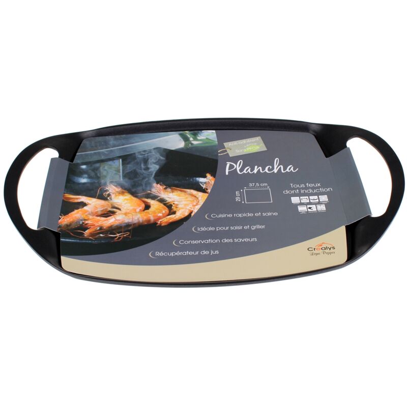 Crealys - plancha fonte aluminium 47 x 28 x 4.5 cm -