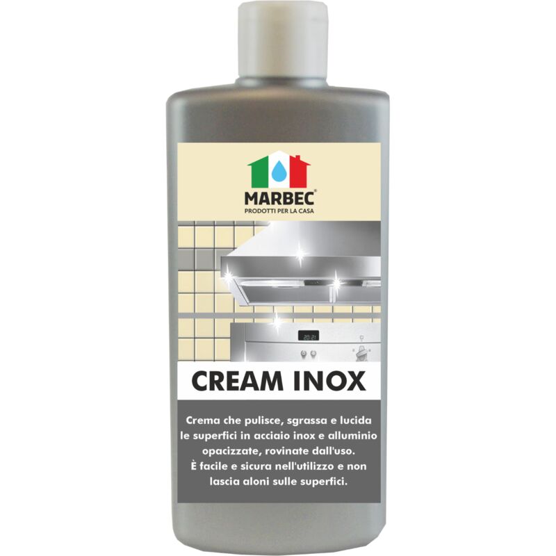 Image of Marbec - cream inox 250GR Crema lucidante che pulisce e sgrassa le superfici in acciaio inox, alluminio. Facile e sicuro nell'utilizzo, non lascia