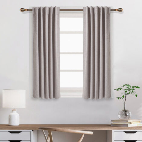Cream Linen Faux Linen Polyester Blackout Curtains 137 x 117 cm