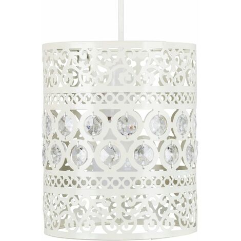 main image of "Cream Ornate Moroccan Metal Ceiling Pendant Light Shade Lampshade"