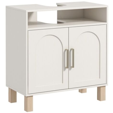 Cream White Under Sink Cabinet for Basin Storage - Stylish and Functional Organizer for Your Bathroom or Kitchen