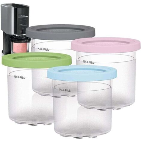 Creami-Behälter für Ninja Creami, wiederverwendbare Pint-Behälter mit Deckel für Ninja NC299AMZ und NC300s Eismaschinen, 4er-Pack