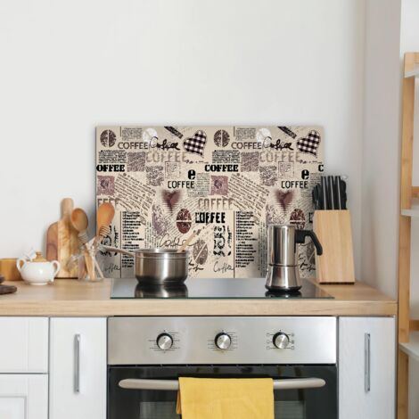 CREARREDA Pannello Paraschizzi Cucina in Alluminio Coffee 72x48cm Facile da Applicare Made in Italy Protezione per fornelli e lavandino. Lavabile e Facile da Montare