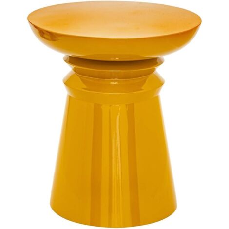 Créateur d'Intérieur – Table d'appoint Jaya Totem en métal jaune moutarde – Table pour chambre, salon, entrée – D38 cm