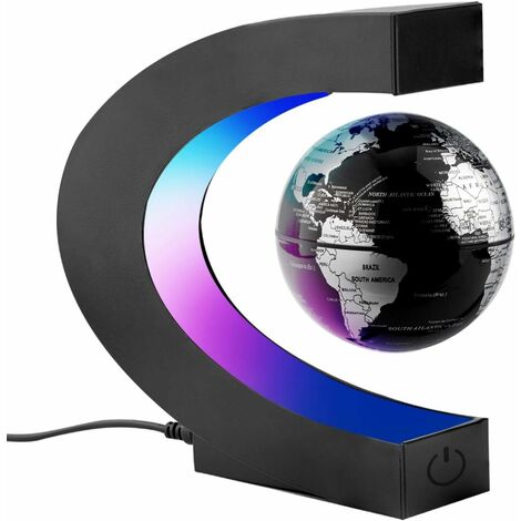 Créatif Globe Terrestre Lumineux Flottant Magnétique Levitation Globe Lamp avec Lumières LED et Base en Forme C pour Démonstration de l'enseignement Décorations Maison et Bureau Cadeau