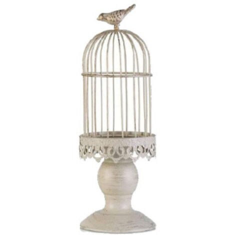 Créatif rétro Oiseau Cage Chandelier décoration Style européen Fer Art Chandelier Photographie Mariage Restaurant Accessoires(Blanc, petit)