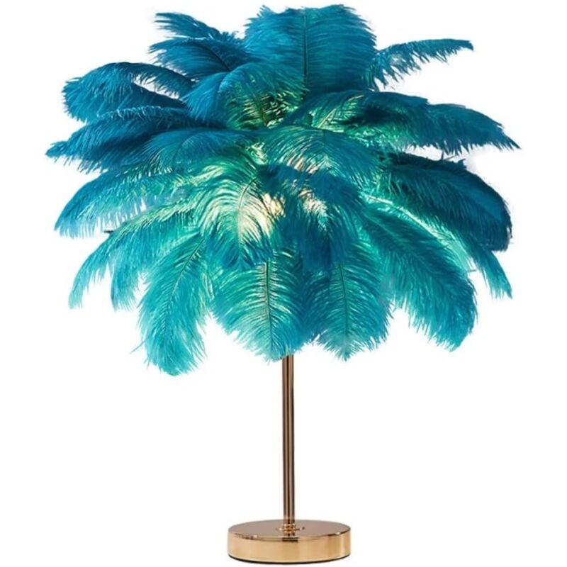 Tonysa - Gistuch Créatif Vert Plume D'autruche Lampe De Table Lampe De Chevet Lumière Luxe Et Élégant Abat-Jour Veilleuse Éclairage De Table Pour