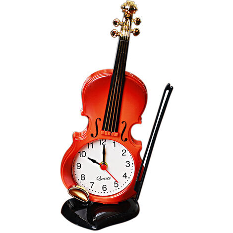 Créatif violon réveil Simulation Instrument de musique colombe aiguille horloge maison salon décoration de bureau