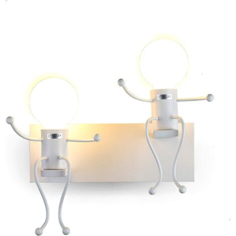 Créatifs Applique Murale Rétro Fer Vintage Lampe murale Moderne Individuels Applique Métal Lampe pour Bar, Chambre à Coucher, Cuisine, Restaurant, Café, Couloir E27 (Blanc-2)
