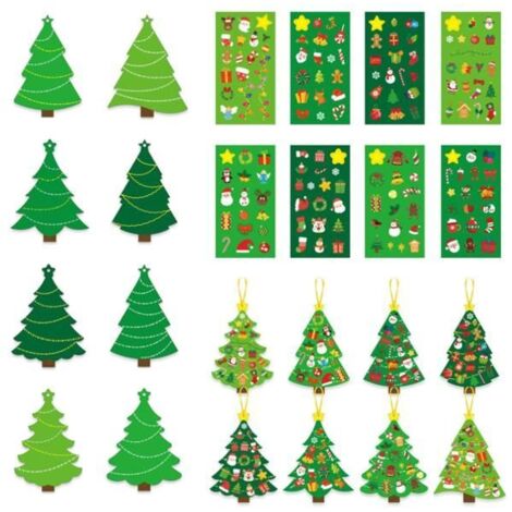 Création de décorations interactives pour l'arbre de Noël : autocollants et ornements en papier bricolés pour la maison et le mur.