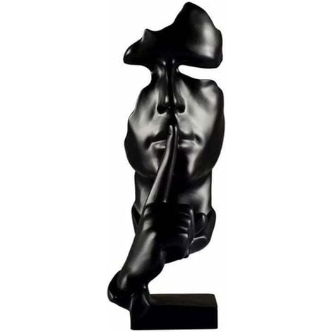Création Moderne Le Silence du penseur est des Sculptures d'or Artisanat de Statues en résine Vintage Décoration Art Ornements Oeuvre de Style Nordique pour Le Bureau du Salon,Noir