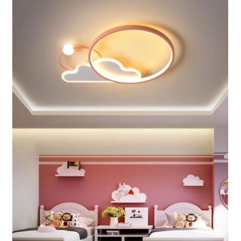 Creative 3D Cloud LED Ceiling Light, Cartoon Design, 38W, Dimmable, Continuously Adjustable, Remote Controlled, Pink, 3 Colors, for Children's Bedroom or Living Room