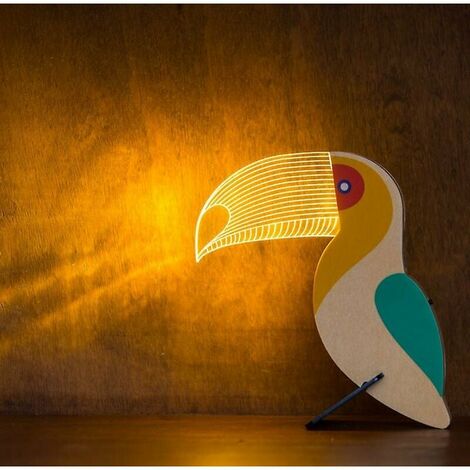 Creative Acrylic Night Light, Wooden Animals, Living Room Bedroom Decoration LED Lights, Toucan Shaped LED Lights