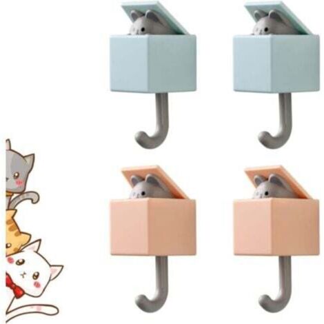 Creative adhesive coat hook, cute cat keychain hook, pop-up cat wall hook, cute pet hook for decor