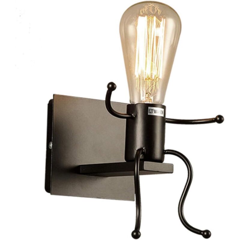 Creative Belle Nain Lampe de Murale Industriel Rétro Noir Métal E27 Applique Murale (Asseoir) [Classe énergétique A]
