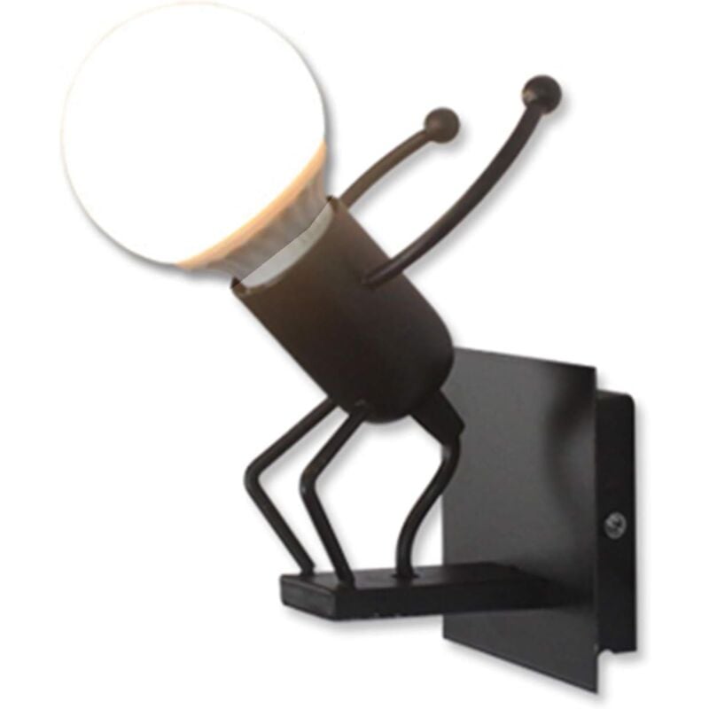 Creative Belle Nain Lampe de Murale Industriel Rétro Noir Métal E27 Applique Murale (Sauter)