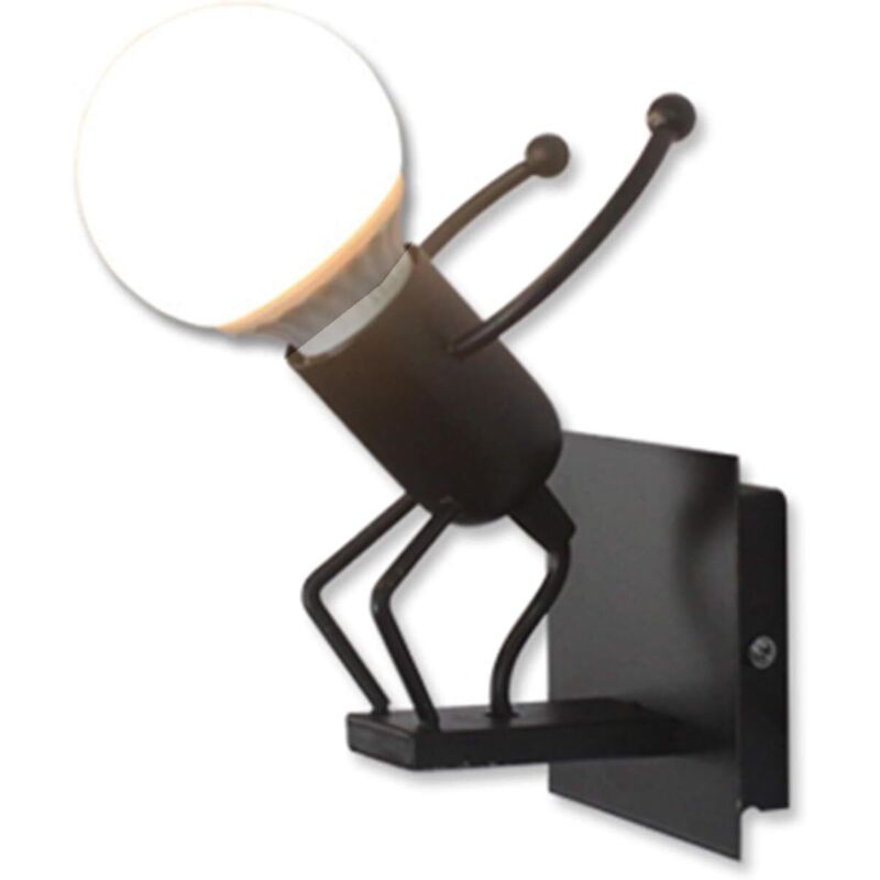 Creative Belle Nain Lampe de Murale Industriel Rétro Noir Métal E27 Applique Murale (Sauter)