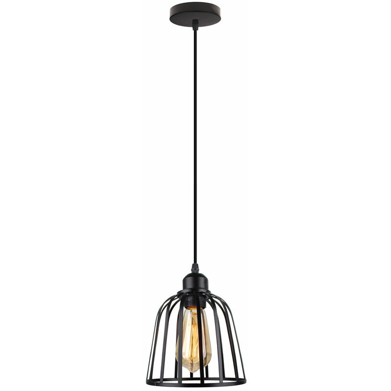 Creative Birdcage Pendant Light Retro Industrial Pendant Lamp Metal Ceiling Light for Loft Bar Black