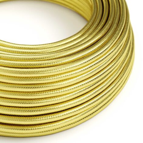 Creative-Cables Cavo elettrico rivestito in tessuto, 3 x 0,75 mm², 1 m, Ottone RR13, Rotondo, Tessuto