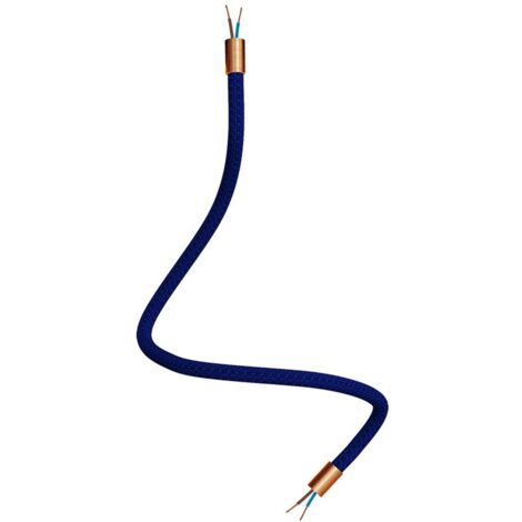 creative cables - Creative Flex kit tuyau d'extension recouvert de tissu RM20 Dark Blue avec extrémités métalliques - 60 cm, cuivre satiné