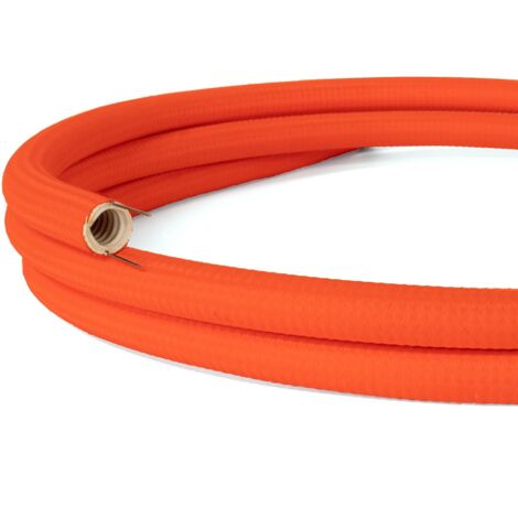 Creative-Cables Creative-Tube line conduit de câbles moulable (20 mm Ø x 1 m, Fluo Orange RF15) - Revêtement en tissu décoratif à effet de soie - Sécurité et qualité certifiées