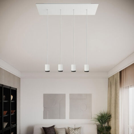 creative cables - GU1d0 Lampe suspendue à 4 gouttes avec Rose-One XXL rectangulaire 675 mm