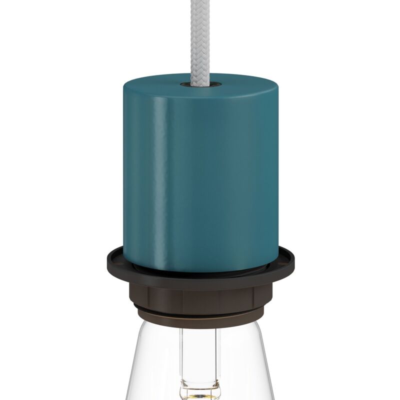 Kit douille E27 semi-filetée en métal avec serre-câble dissimulé Pétrole Kit douille E27 semi-filetée en métal avec serre-câble dissimulé Pétrole