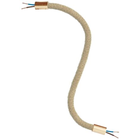 creative cables - Kit Creative Flex tuyau de rallonge recouvert de jute RN06 Neutral avec extrémités en métal - 30 cm, Satin Bronze